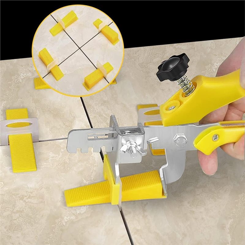 Tile Leveling Clip - ระบบปรับระดับกระเบื้อง A11I พร้อมคีมจับกระเบื้อง-คลิปเว้นระยะ 300 ชิ้น และลิ่มแบบใช้ซ้ำได้
