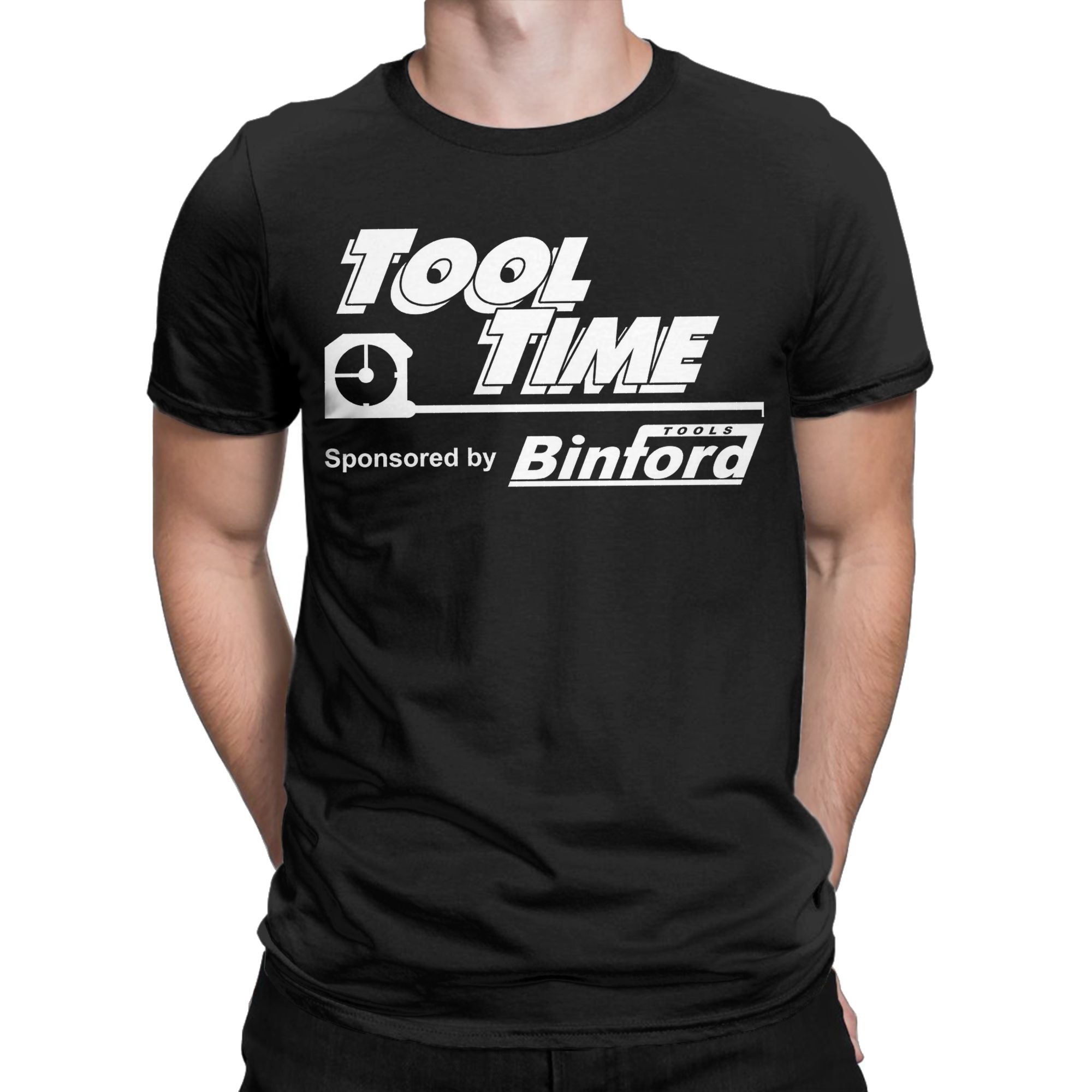 Home Improvement Shows - เสื้อยืดผู้ชายลาย Tool Time ที่ได้รับการสนับสนุนจาก Binford Tools