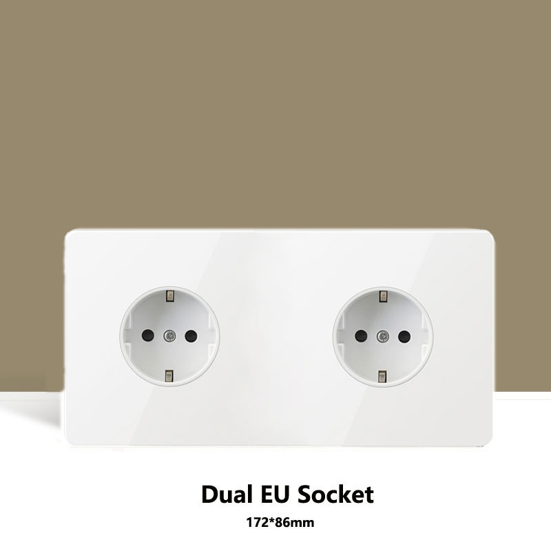 Home Improvement Years - โคมไฟติดผนังแผงสแตนเลสสีขาวด้านสวิตช์สลับ 2 ทางซ็อกเก็ต EU คู่สําหรับการปรับปรุงบ้าน