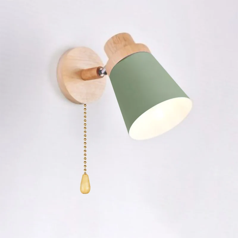 Home Improvement Years - โคมไฟติดผนัง LED E27 ดีไซน์ไม้เรียบง่าย สีมาการองสร้างสรรค์ สำหรับอ่านหนังสือ