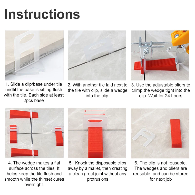 คลิปยึดกระเบื้องเซรามิก 100 ชิ - Tile Leveling Clip บทวิจารณ์และราคา